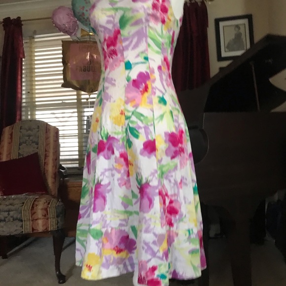 Chaps Floral Spring Dress. 2 (EUC) - Picture 3 of 10